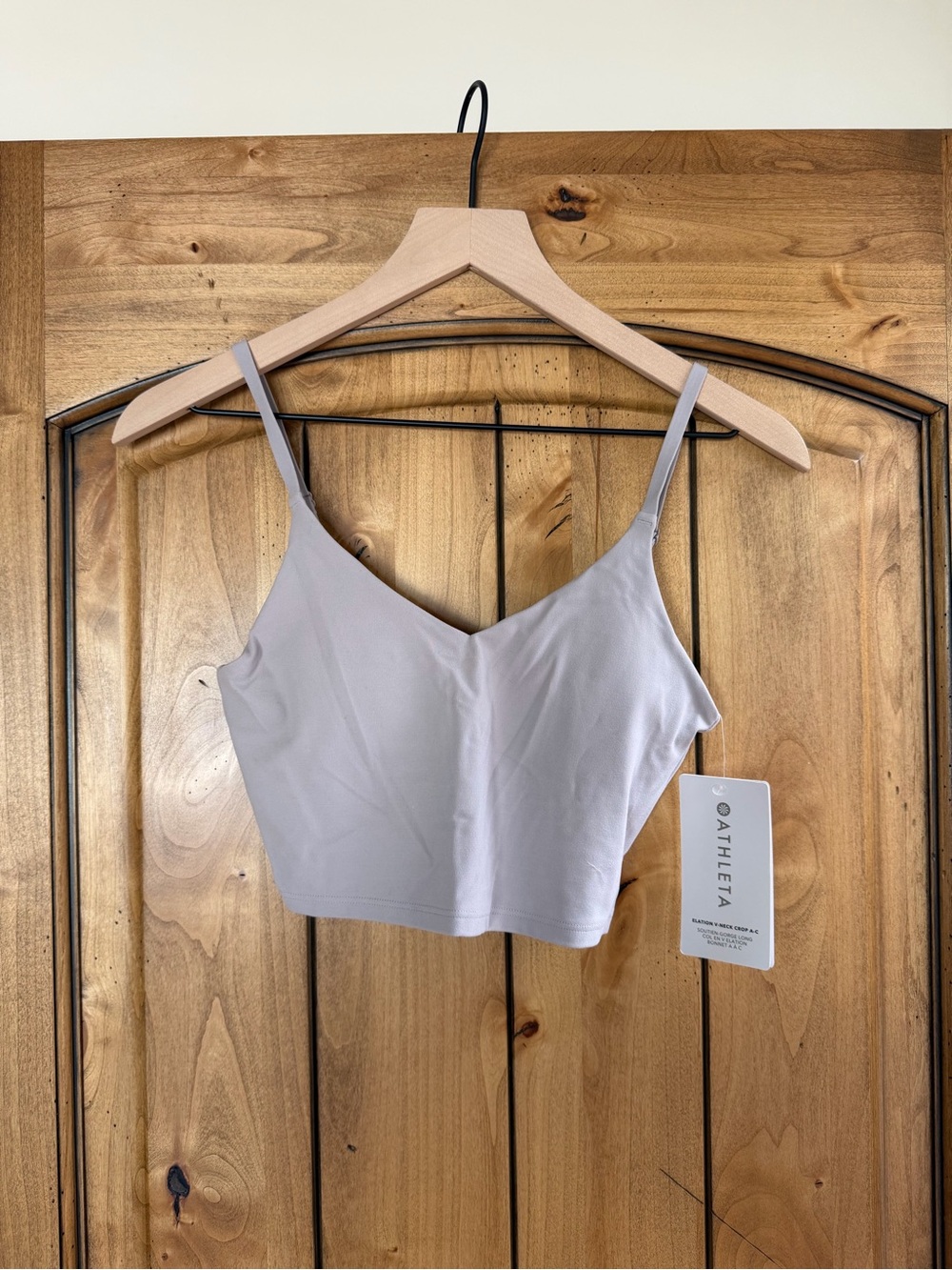 Athleta Light Gray/Lavender Cropped V-Neck Tank Top